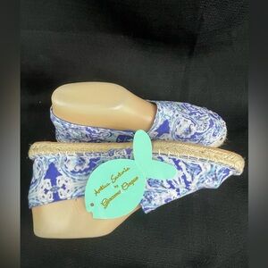 Antica Sartoria by Giacomo Cinque Floral Aqua & White Espadrilles Sz 40